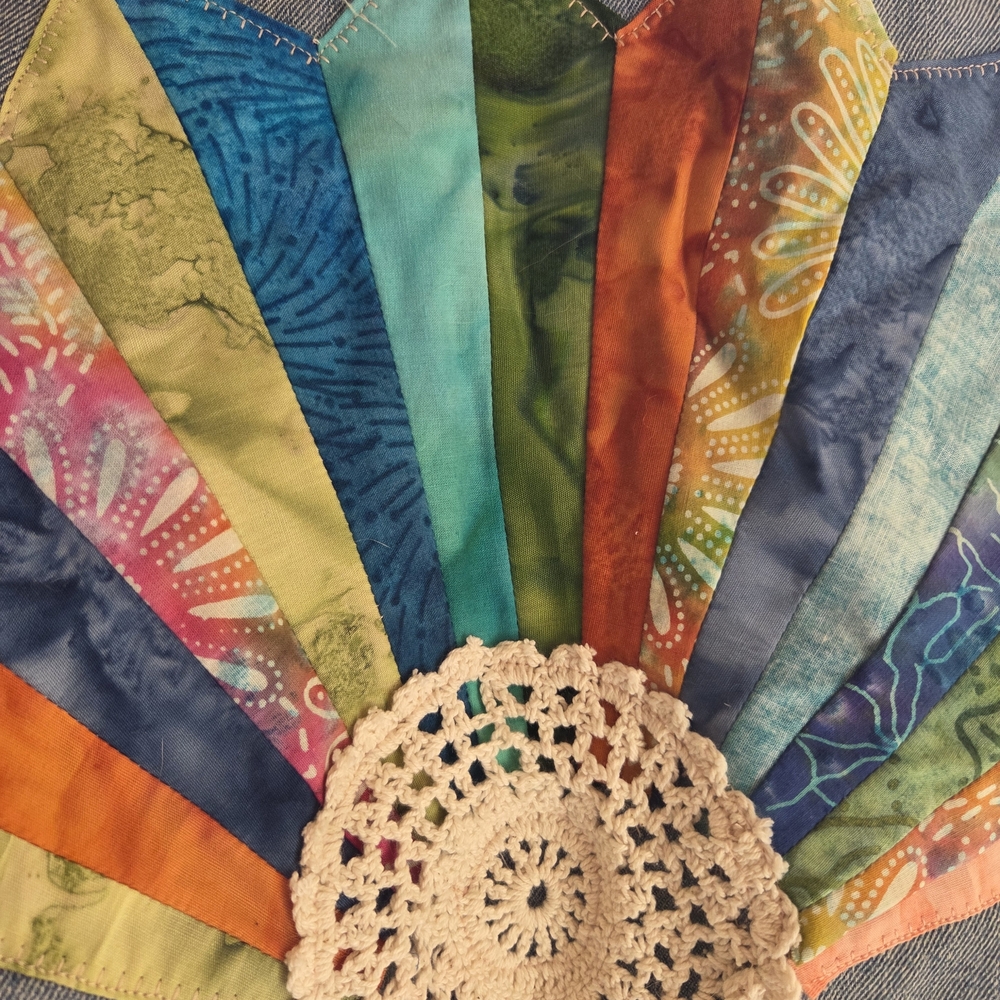 Boho Quilt Multicolor Patchwork Jean Jacket - image 1